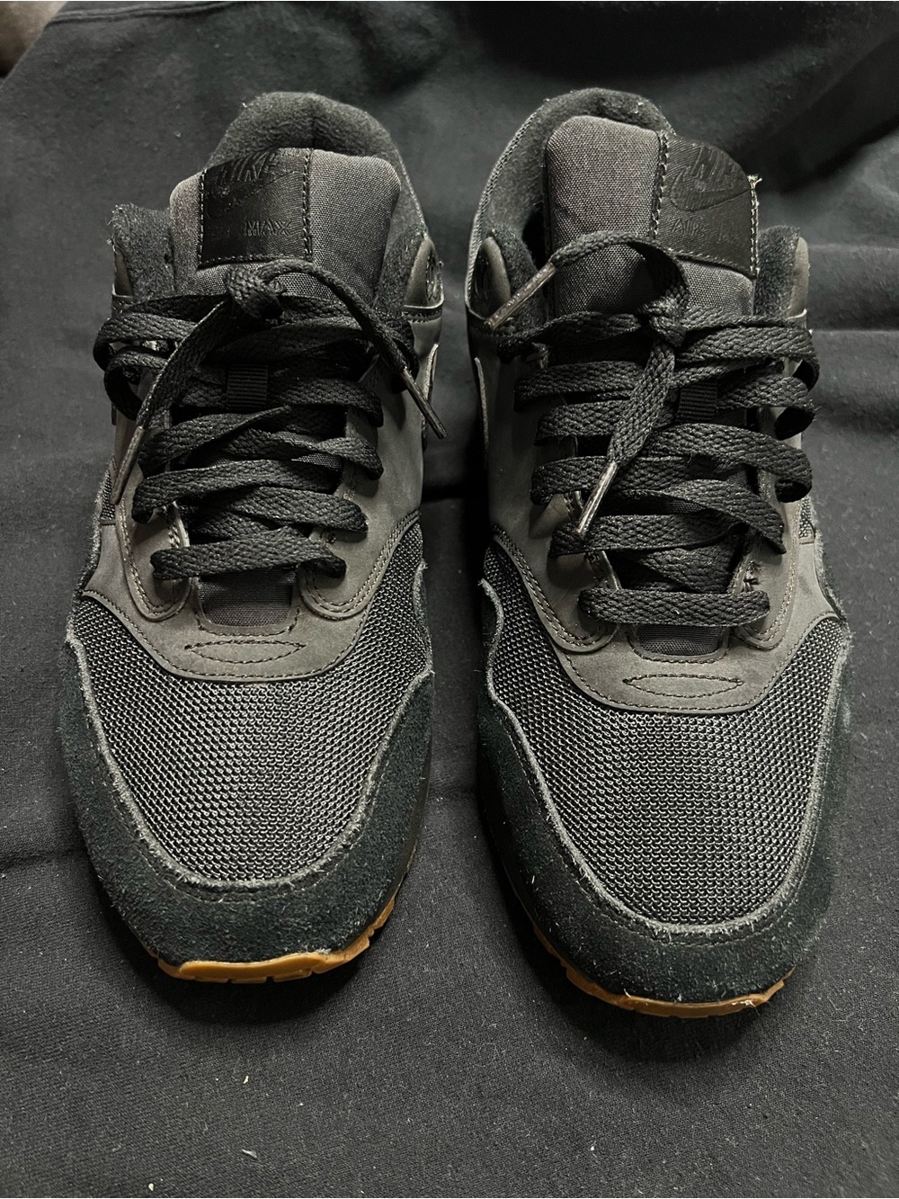 Nike Air Max 1 Men's Black and Gum-Accent Low-Top Sneakers